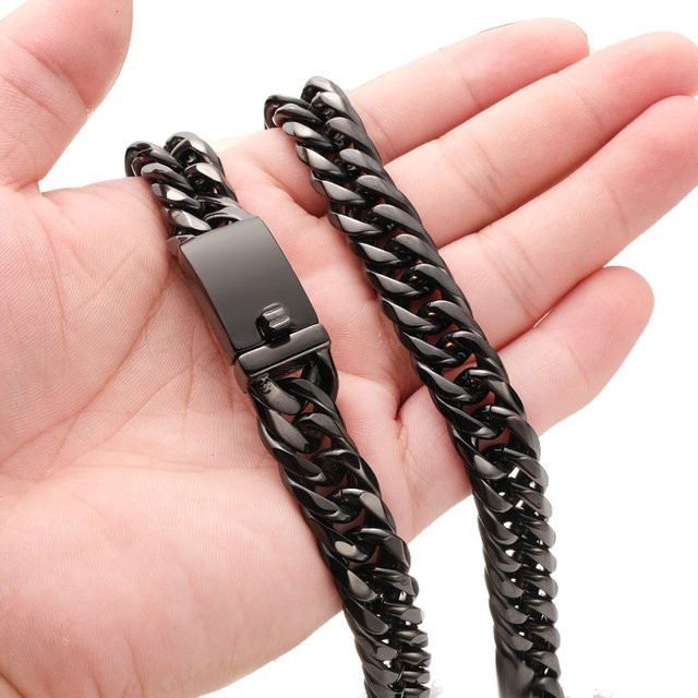 Panzerkette Edelstahl, Schwarz, 13mm/16mm, Unisex - Bild 1