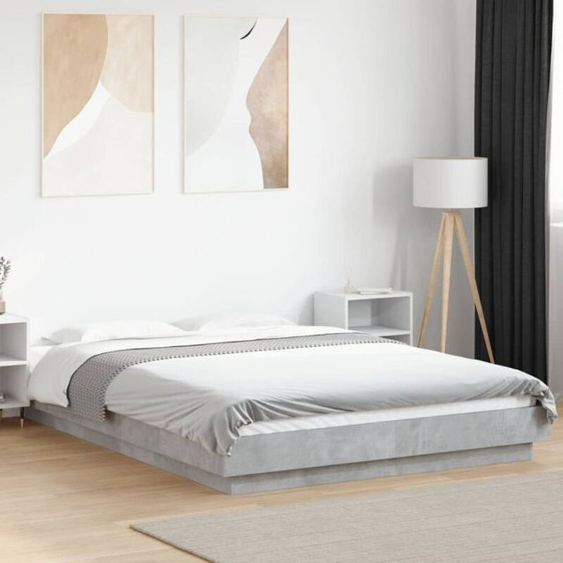 Modernes Bettgestell aus Holzwerkstoff von Vidaxl in Grau, B/T: 135 x 190 cm - Bild 1