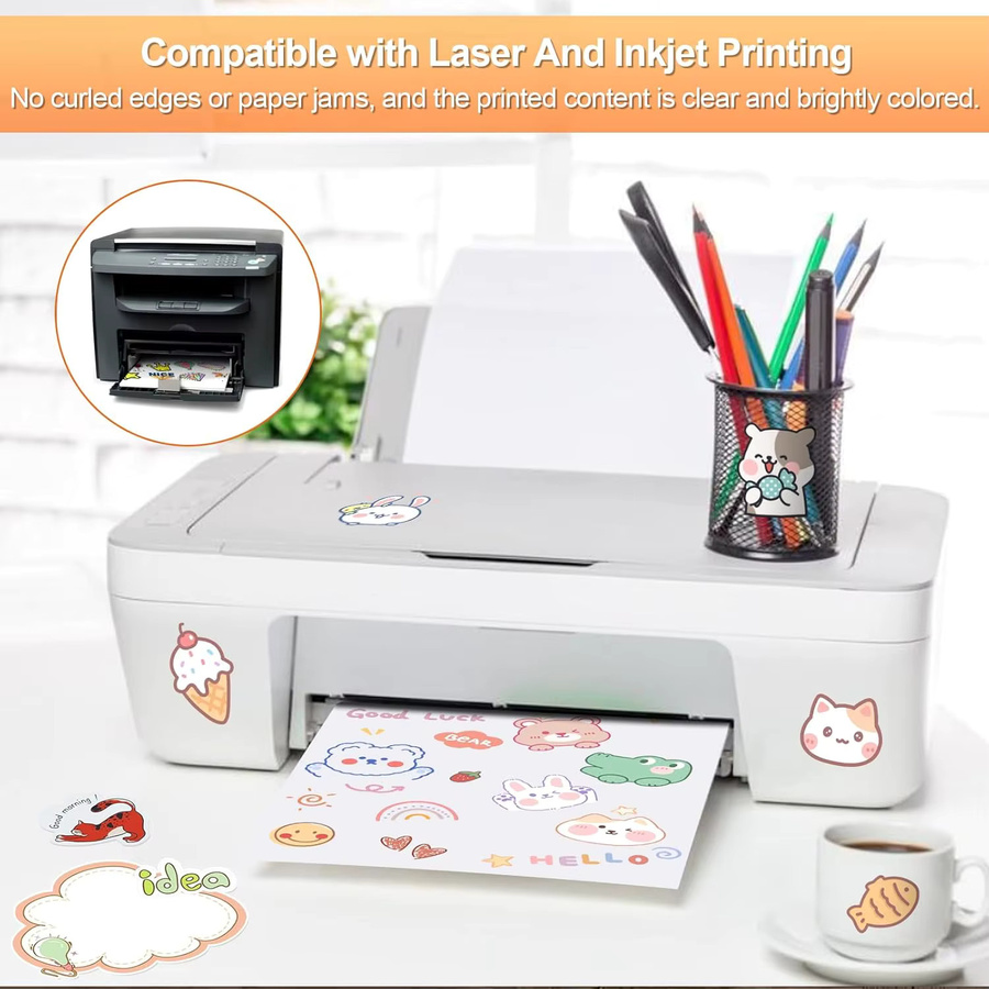 Transparentes Vinyl-Aufkleberpapier A4 für Tintenstrahl- und Laserdrucker, selbstklebendes Etikettenpapier aus Kunststoff - Bild 3