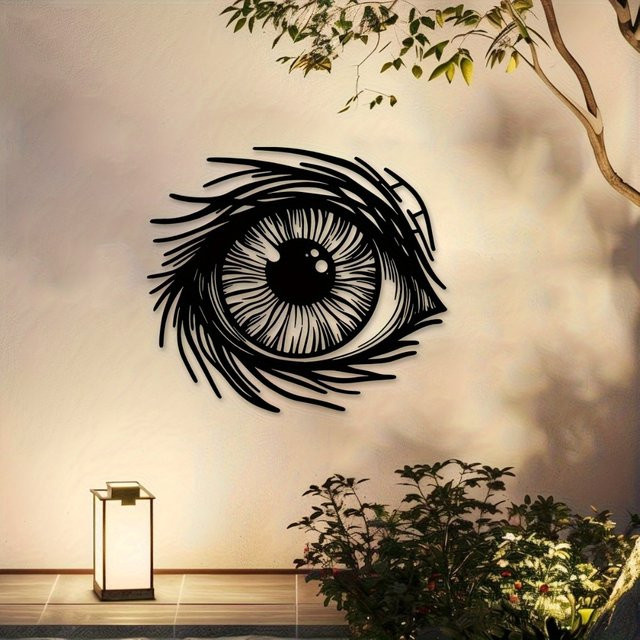 CIFBUY Abstrakte Gotische Metall-Wandkunst in Schwarz mit Augen-Design zur Wanddekoration - Bild 1