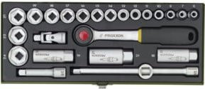 Proxxon Steckschlüsselsatz 24-teilig aus Chrome Vanadium in Silber mit 3/8 Zoll Vierkant und Driver-System - Bild 1