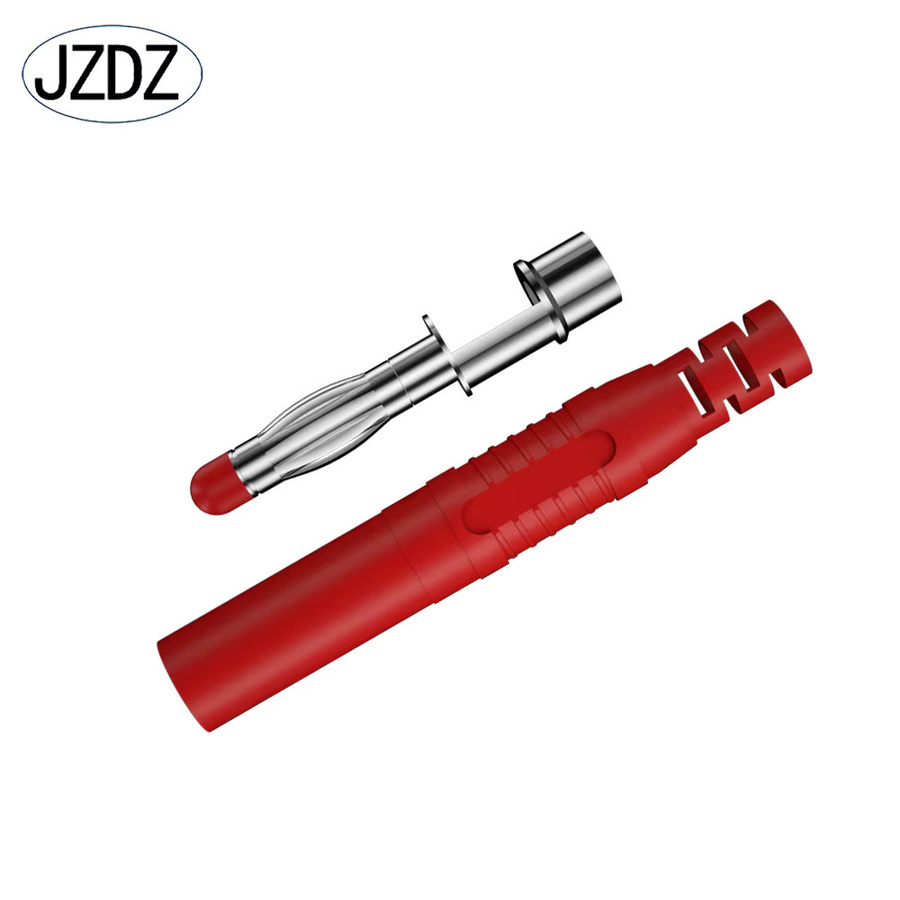 JZDZ 10 Stück Sicherheits-Bananenstecker 4mm zum Einlöten, elektrische Steckverbinder für DIY-Montage und Testleitungen, rot und mehrfarbig - Bild 1