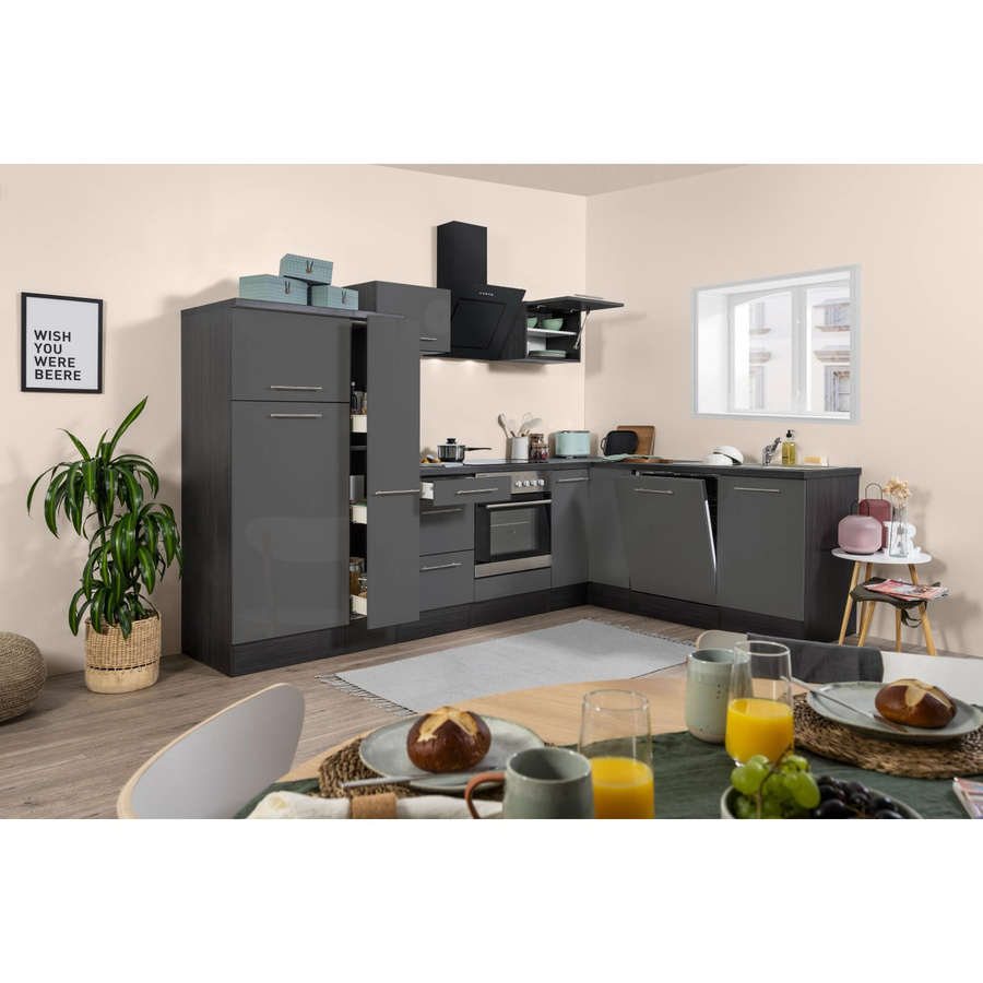 Respekta Premium Winkelküche RP290EGC in Grau Hochglanz-Eiche, modern mit Soft-Close-Türen, B/T/H: 290 x 200 x 54,5 cm - Bild 2