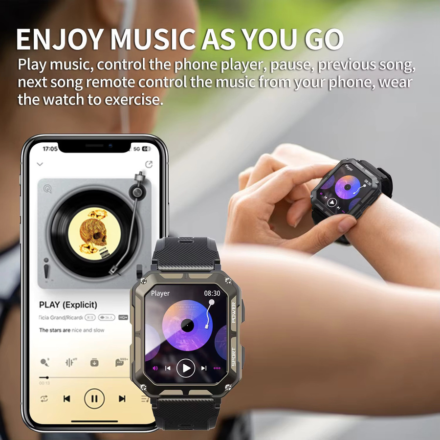 MISIRUN Smartwatch, Schwarz, Silikon, Herren - Bild 4