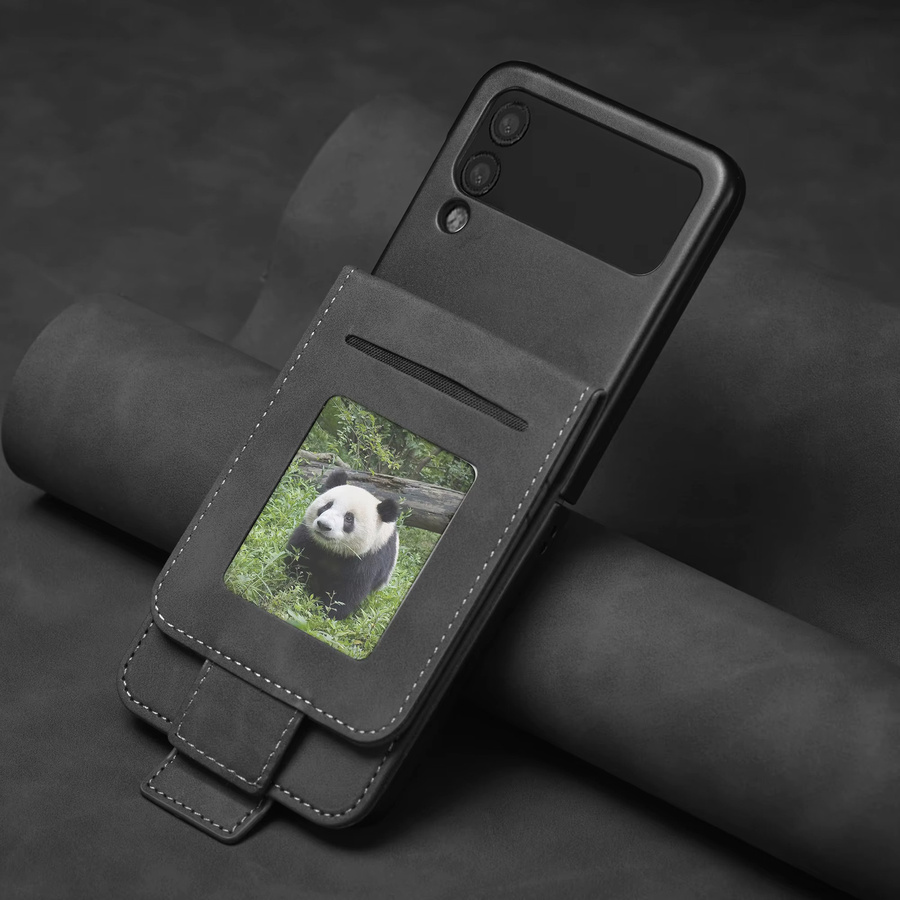 Luxus Leder Schutzhülle mit Kartenhalter und Brieftasche für Samsung Galaxy Z Flip 5G in Rot - Bild 3