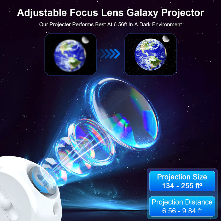 Visason Galaxy-Projektor mit einstellbarem Fokus, Planetarium-Deckenprojektor in Weiß für Schlafzimmer, Kinderzimmer und Partys - Bild 3