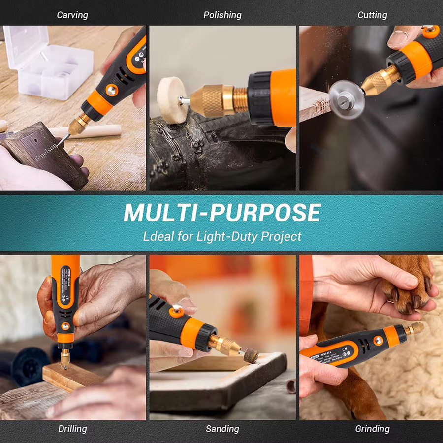 Mini USB Wireless Handheld Bohrmaschine als Akku-Drehwerkzeug in Orange für Gravurarbeiten an Holz, Metall und Glas - Bild 5