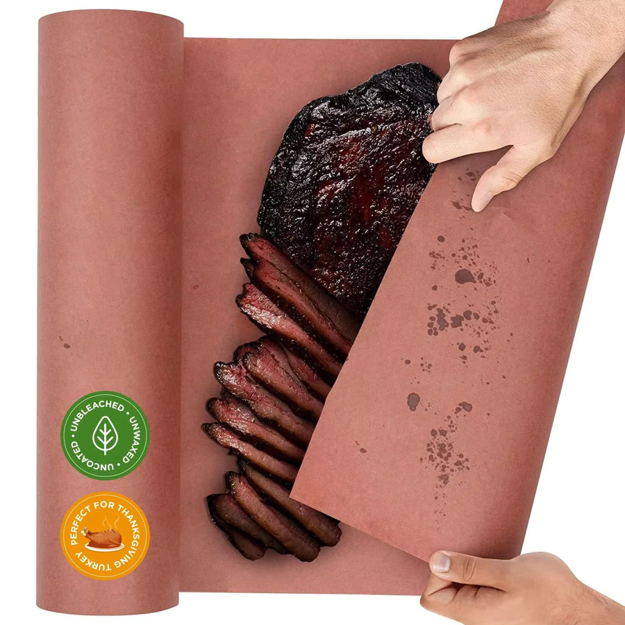 Unwaxed Peach Metzger-Papierrolle in Braun, lebensmittelecht und ölbeständig zum Grillen, Räuchern und Kochen - Bild 1