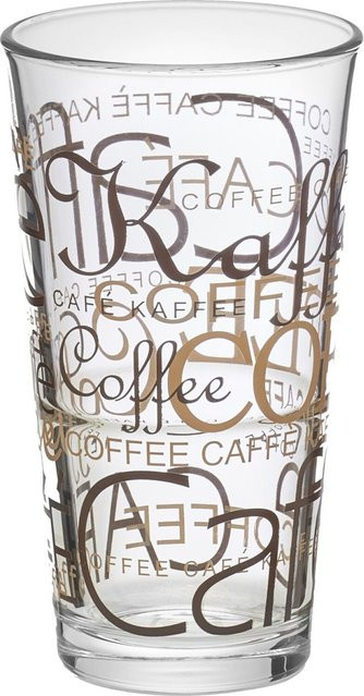 Bormioli Rocco Longdrinkbecher Latte Macchiato Dekor Coffee, 370 ml, Durchmesser: 7,8 cm, Höhe: 14,5 cm, transparent/braun/beige - Bild 1