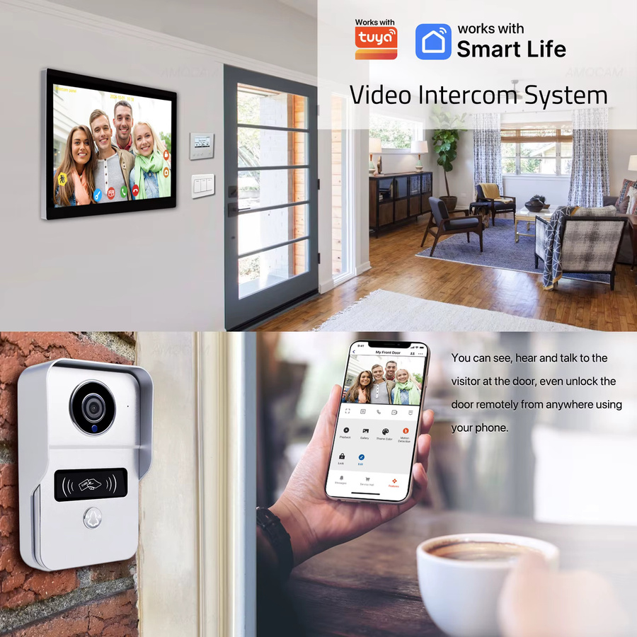 AMOCAM Digitales Video-Gegensprechsystem mit WLAN-Monitor und 1080P Kamera, kabellose Video-Türklingel kompatibel mit Tuya - Bild 2