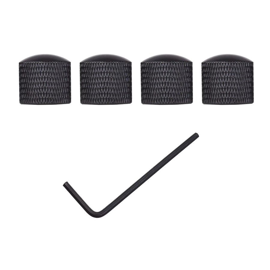 Dome-Knopf-Set aus Metall für E-Gitarre und Bass mit Innensechskantschlüssel, Farbe: Schwarz - Bild 2