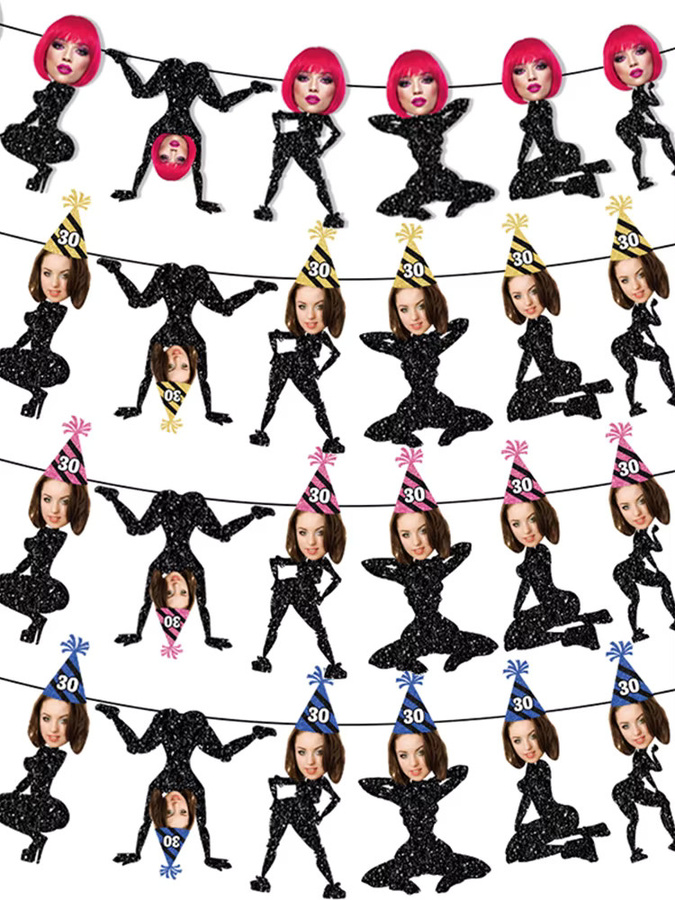 Personalisierte Papier-Girlande mit individuellem Fotomotiv für Geburtstag und Bachelorette Party - Bild 4