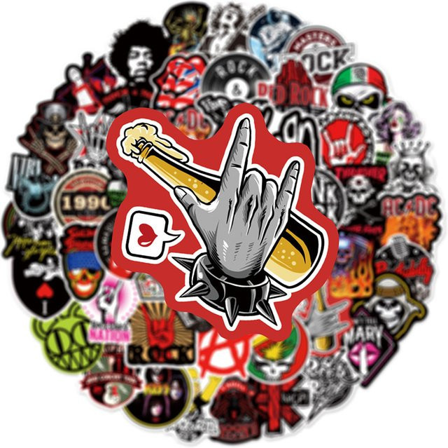 Rspctou Punk Rock Band Aufkleber Set, Mehrfarbig, Musik Sänger Graffiti Sticker für Schreibwaren, Koffer und Telefon - Bild 1