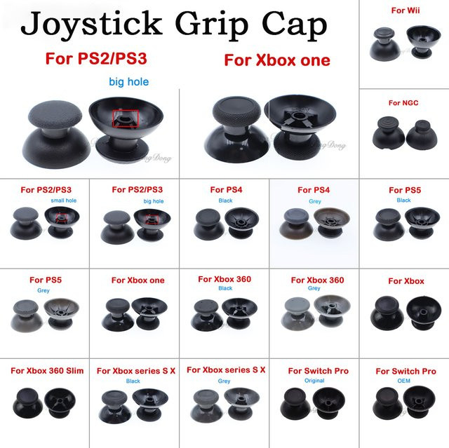 TingDong 10 Stück 3D-Joystick-Pilzkopf-Stick-Griffkappen in Schwarz für PlayStation PS2 PS3 PS4 PS5 und Xbox One Series S X Xbox 360 sowie WiiU und NGC Controller - Bild 1