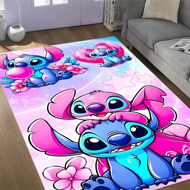 Disney Stitch Abenteuer in Blumen Rutschfester Teppich von NostalgicHub, Polyester, Mehrfarbig, Breite: 160 cm, Tiefe: 120 cm - Bild 1