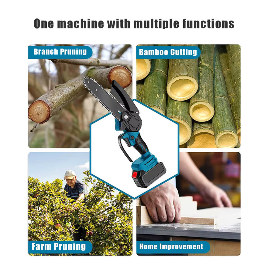 OWJHE Mini-Elektrokettensäge für Makita 18V Akku, tragbare Handkettensäge mit Holzsägeblatt in Blau - Bild 5