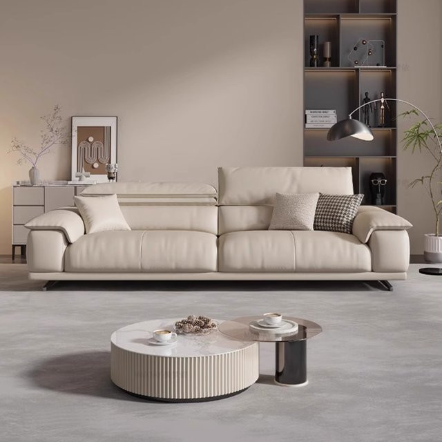Luxuriöses OEMG Wohnzimmersofa aus echtem Leder im italienischen Design, minimalistisches Designer-Lounge-Sofa für moderne Wohnräume - Bild 1