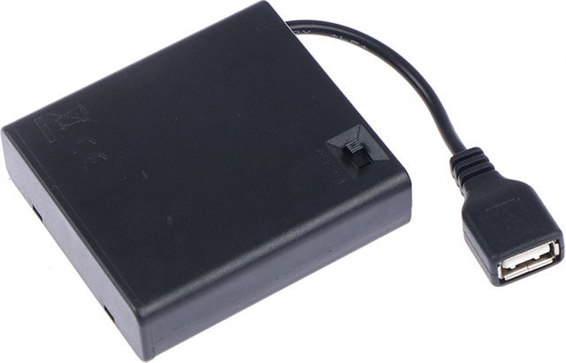 USB-Batteriekasten für 4 x AA Batterien mit Schalter und Abdeckung in Schwarz für 5 V LED-Streifenlichter - Bild 1