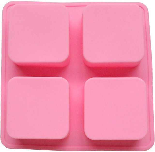CosyHome Silikon Kuchenform Set mit 4 Stück in Rot für quadratisches Backen, Schokolade und Seife - Bild 1