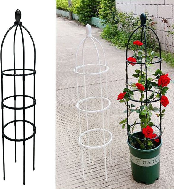 Garten Obelisk Spalier in Schwarz für Kletterpflanzen wie Rosen und Reben - Bild 1