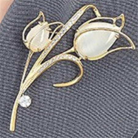 YIRAN Jewelry Tulpenbrosche, Zirkon, Damen, white