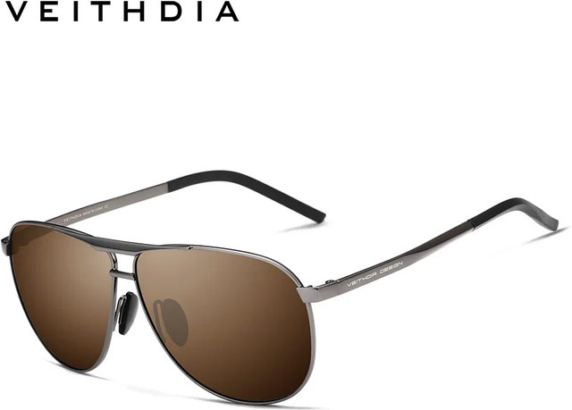 VEITHDIA VFH3028 Sonnenbrille, Aviator, Vollrand, Metall, Unisex, polarisiert - Bild 1