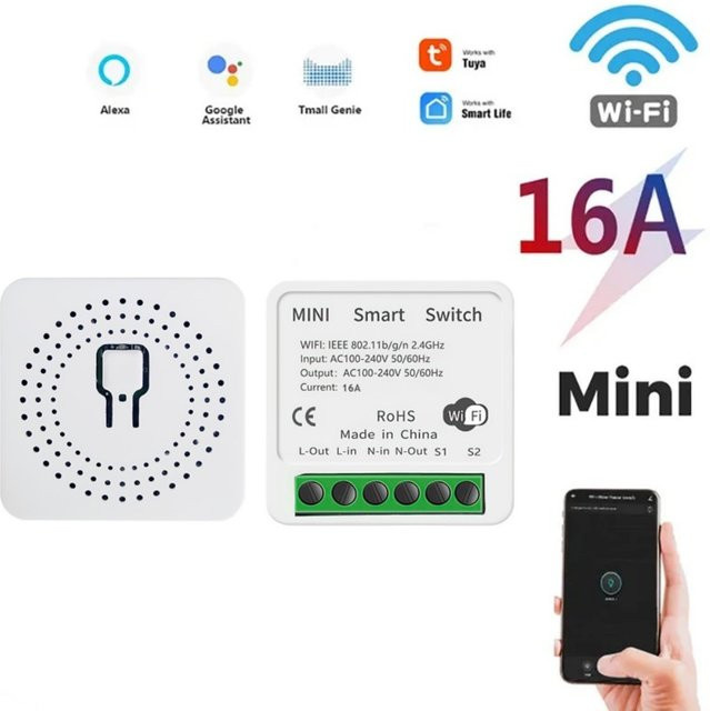 Tuya WiFi Smart Switch 16A 2-Wege-Steuerung mit Energiemonitor in Weiß, kompatibel mit Alexa und Google Home - Bild 1