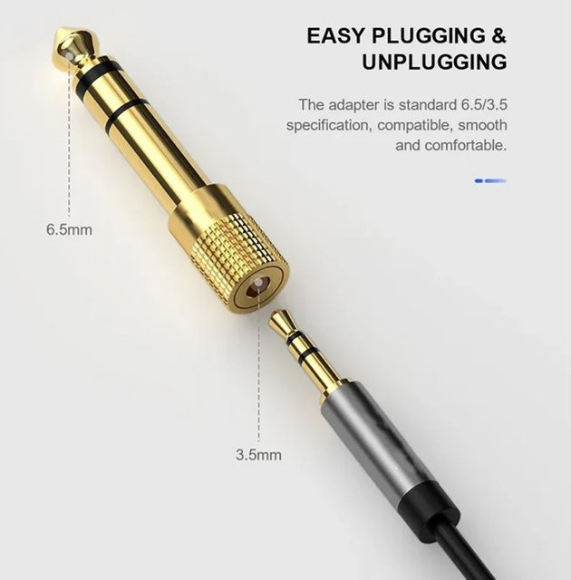Ballena Audio-Adapter Zweikanal-Mikrofonanschluss mit vergoldetem 3,5-mm-Klinkenstecker auf 6,35-mm-Stecker und 6,5-mm-Buchse in Gold - Bild 1