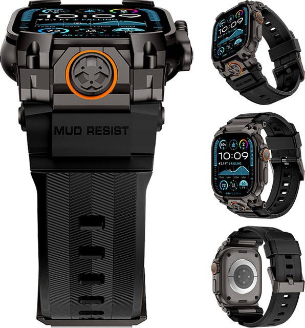 CAOWTAN Uhrenarmband Silikon, Schwarz, Unisex - Bild 1