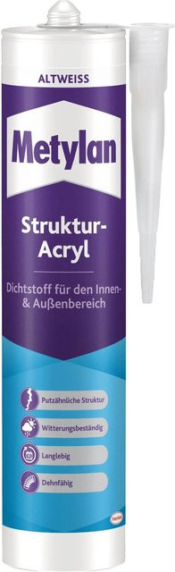 Metylan Strukturacryl Weiß, überstreichbares Acryl-Dichtmittel aus Synthetikharz, 300 ml Kartusche - Bild 1