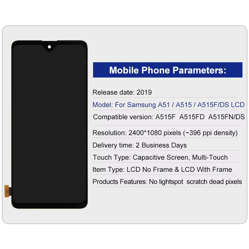Samsung Galaxy A515 AMOLED Display mit Touchscreen Digitizer in Schwarz für Samsung A51 LCD SM-A515FN/DS A515F/DS Ersatzteil - Bild 2