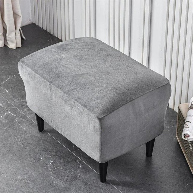 Bestbags Samtbezug für Ottomane, elastischer Hockerbezug aus Polyester in Grau - Bild 1