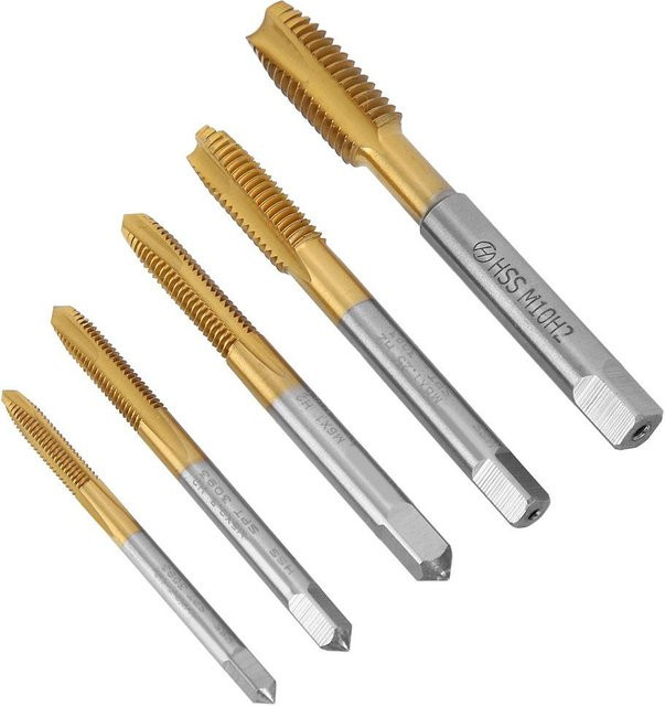 5er Set Maschinengewindebohrer aus Kobalthochgeschwindigkeitsstahl in Gold, M4 bis M10 - Bild 1