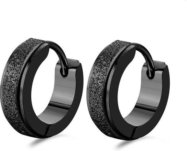 Creolen Edelstahl, Schwarz & Silber, Unisex - Bild 1