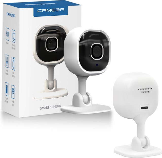 IWFCAM Mini Überwachungskamera 1080P mit Zwei-Wege-Audio, Nachtsicht, Bewegungserkennung und App-Steuerung in Weiß - Bild 1