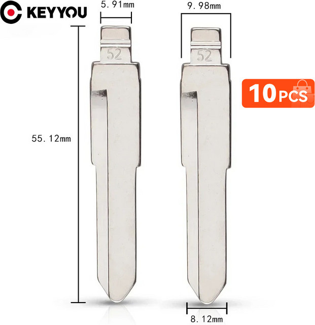 KEYYOU 10er Set Metall Rohschlüssel-Fernbedienung Nr. 52 für Suzuki Swift in Silber, kompatibel mit Keydiy KD Xhorse VVDI - Bild 1
