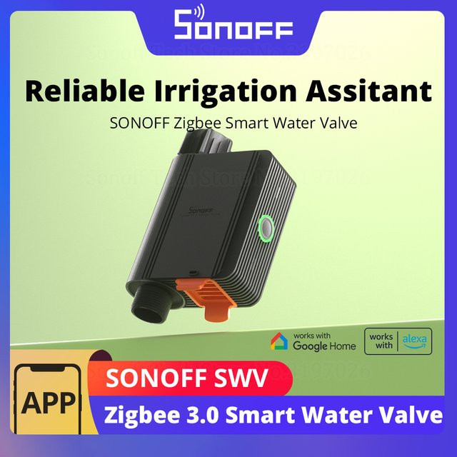 SONOFF SWV Zigbee Smart Water Valve IP55 Automatisches Bewässerungsventil in Schwarz mit Timer und App-Steuerung für Alexa und Google Home - Bild 1