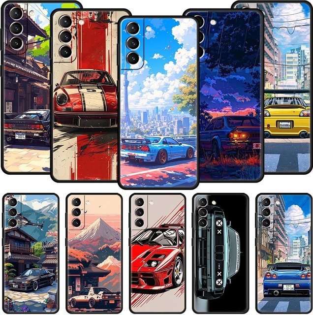 JDM Tokyo Drift Sports Car Handyhülle aus Soft-Silikon für Samsung Galaxy S24 S23 S22 S21 S20 S10 S9 Ultra FE 5G in Multicolour - Bild 1