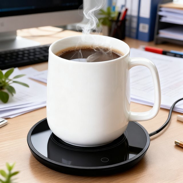 Elektrischer USB Tassenwärmer von raugee in Schwarz für Kaffee, Tee und Milch im Home Office - Bild 1