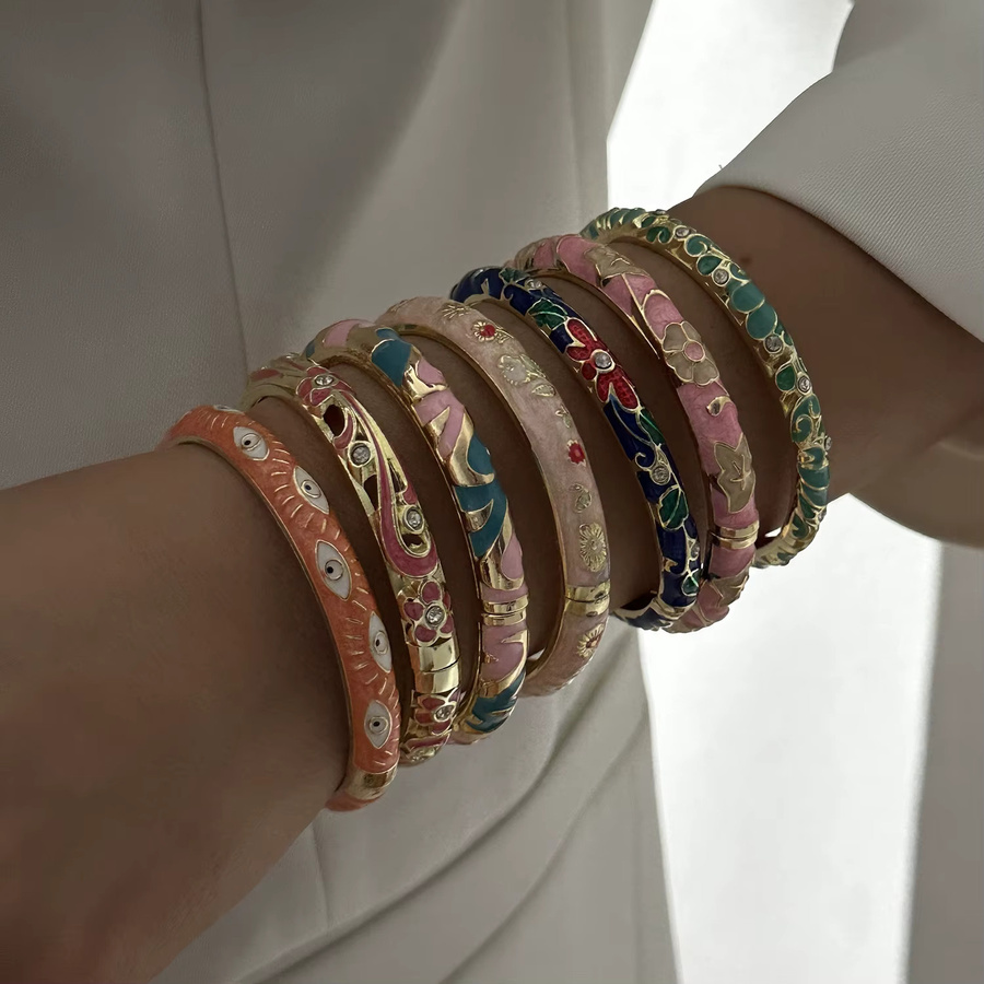 BELLA-Bee Armband, Emaille, Blumen, Goldfarben, Damen - Bild 4