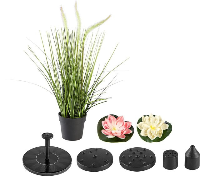 Viva Domo 4-teiliges Solar-Brunnen-Set für den Tisch in Oval mit floralem Design - Bild 1