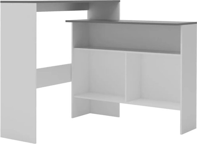 vidaXL Bartisch mit 2 Tischplatten in Weiß und Grau, B/T/H: 130 x 40 x 120 cm - Bild 1