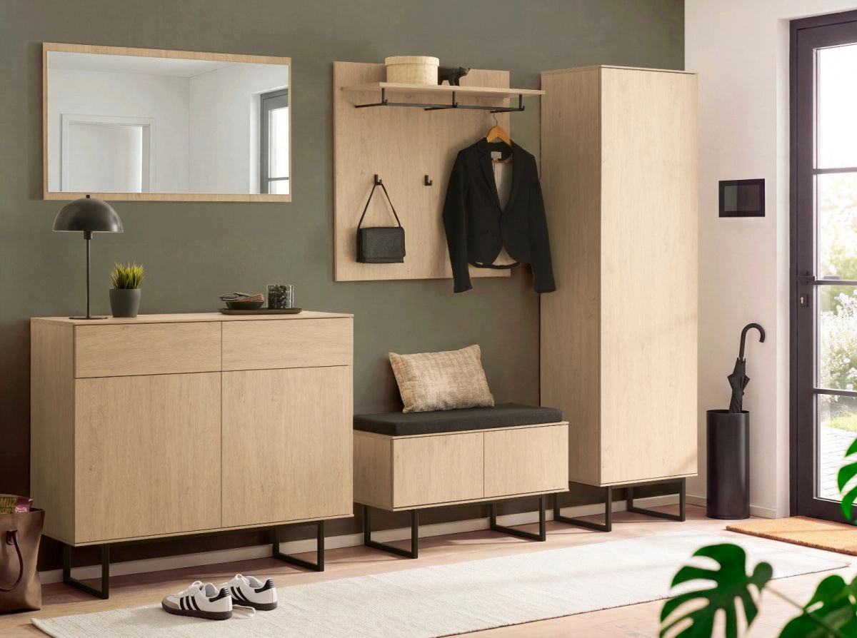 Garderobenschrank Breda Furn.Design in Eiche, Schuhschrank mit Kleiderstange und Regalfächern, B/T/H: 58 x 40 x 200 cm - Bild 5