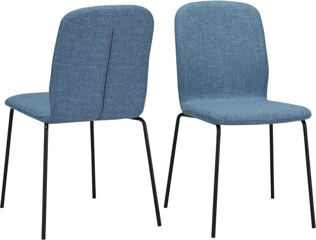 Albatros Esszimmerstuhl ENNA 4er Set Blau, stapelbare Polsterstühle mit Metall-Gestell und Strukturstoff-Bezug - Bild 1