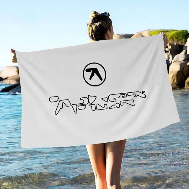 A-Aphex Twin Mikrofaser Strandtuch mit Grafikprint, weiß, B/T: 30 x 30 cm - Bild 1