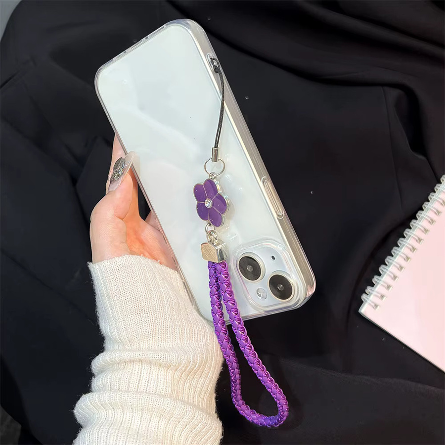 Handgelenk Lanyard mit Blumenmuster für iPhone 17/16, USB-Sticks und Schlüsselanhänger in Lila - Bild 3