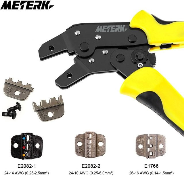 Meterk Professionelle Drahtcrimper-Crimpzange für technische Ratschenklemmen, 24-14AWG (0,25-2,5mm2), Gelb - Bild 1