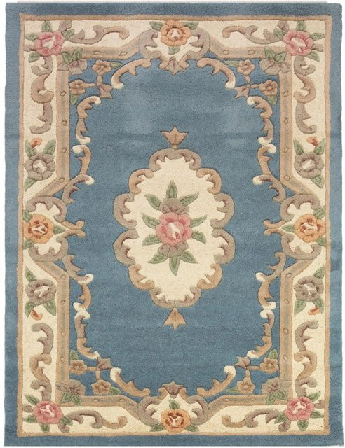 Flair Rugs Wollteppich Aubusson in Blau mit floralem Design, handgeknüpft, B: 240 cm, T: 150 cm - Bild 1