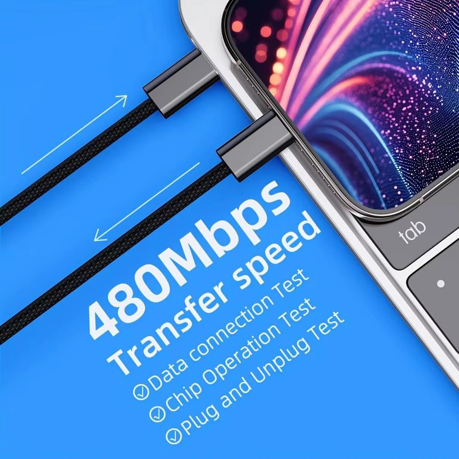 LAIHONEN 3-teiliges USB-C zu USB-C Ladekabel Set, 60W 3A 20V PD, geflochten, Schwarz, kompatibel mit iPhone 17-15 Pro Max, MacBook Air, iPad Pro/Air, Samsung Galaxy und Pixel - Bild 2