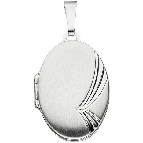 Colfem Medaillon Anhänger, oval, 925 Sterling Silber, mattiert, Unisex - Bild 1